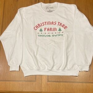 Taylor Swift White Christmas Tree Farm Crewneck Sweatshirt